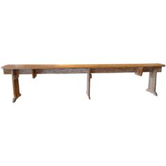 French 19th Century Long Wood Bench