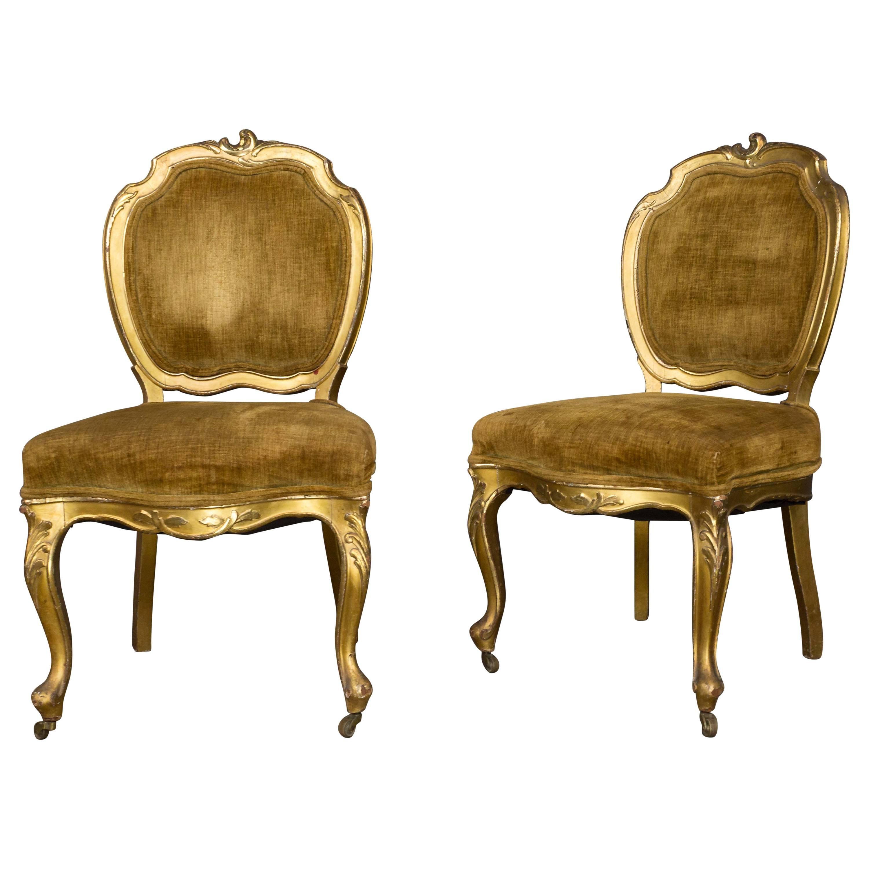 Pair of Rococo Revival Giltwood Side Chairs