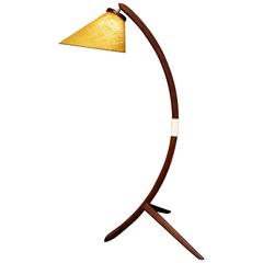 Rispal Style Danish Modern Teak Arc Floor Lamp