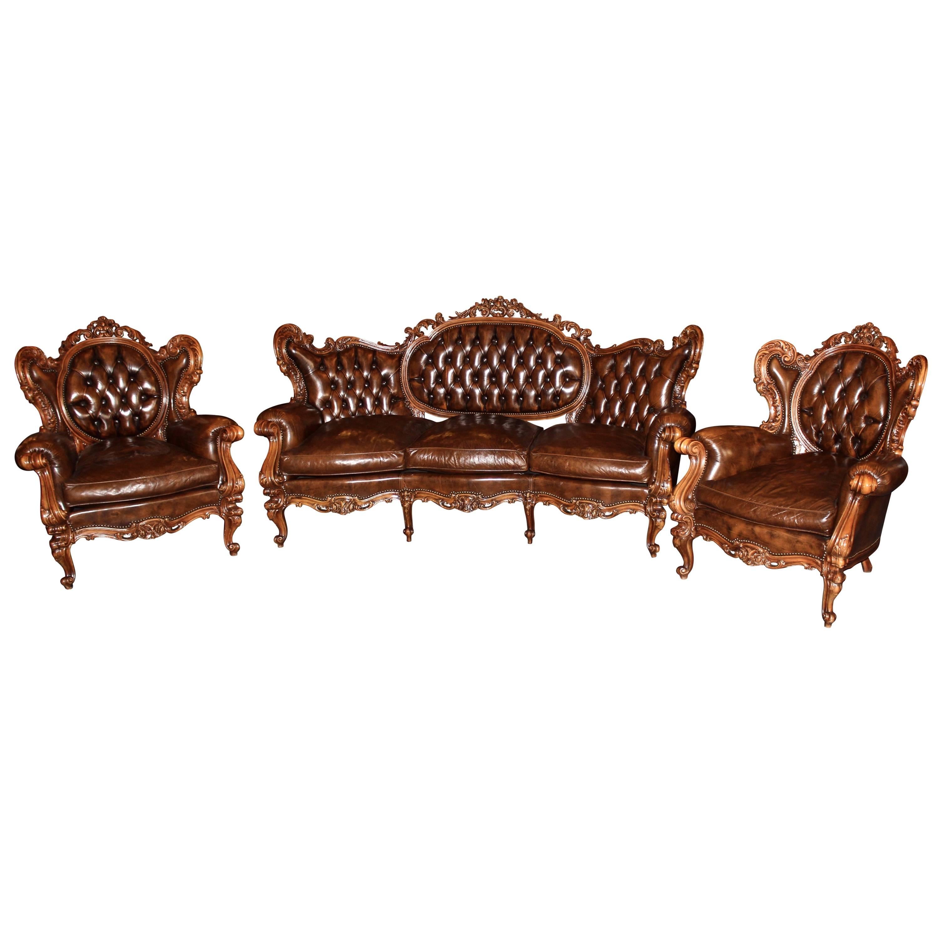20th Century French Rococo Three-Piece Parlour Set For Sale