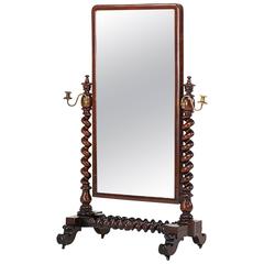 William IV Barley Twist Mahogany Cheval Mirror