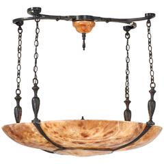 Beautiful Neoclassical Alabaster Bronze-Mounted Chandelier 3