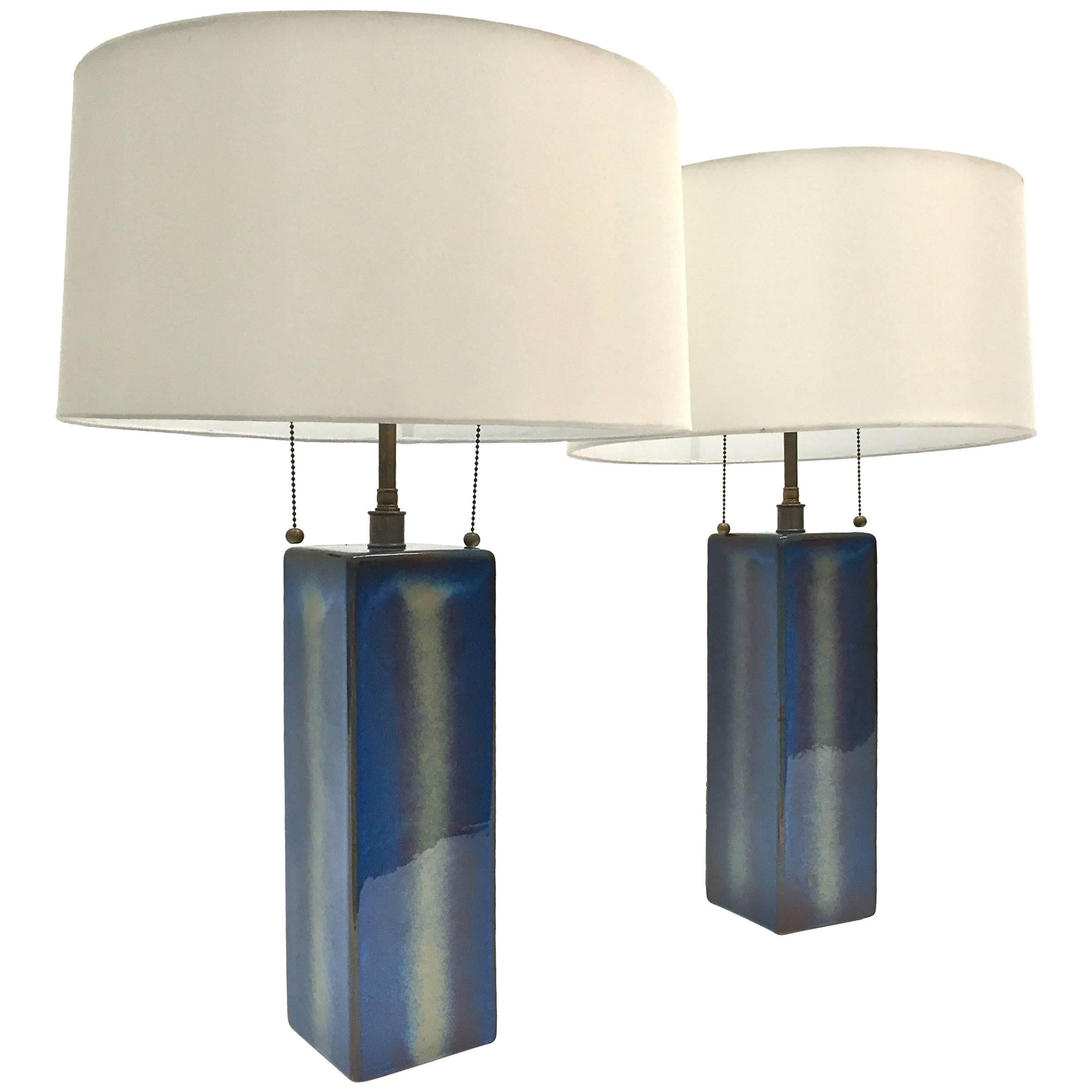 Pair of Large Table Lamps by Soholm Pottery