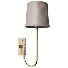 Adam Otlewski Series 01 Upright Sconce in Ash Leather, Unlacquered Brass, 2016 6