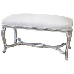 20th Century Carved and Painted Upholstered Bench
