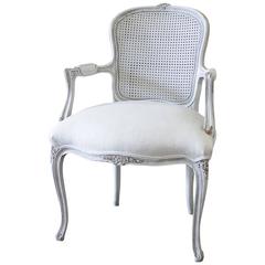 Vintage Louis XV Style Cane Back Open Armchair