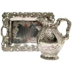 Arthur Court Aluminum "Grapevine" Tray and Handled Pitcher