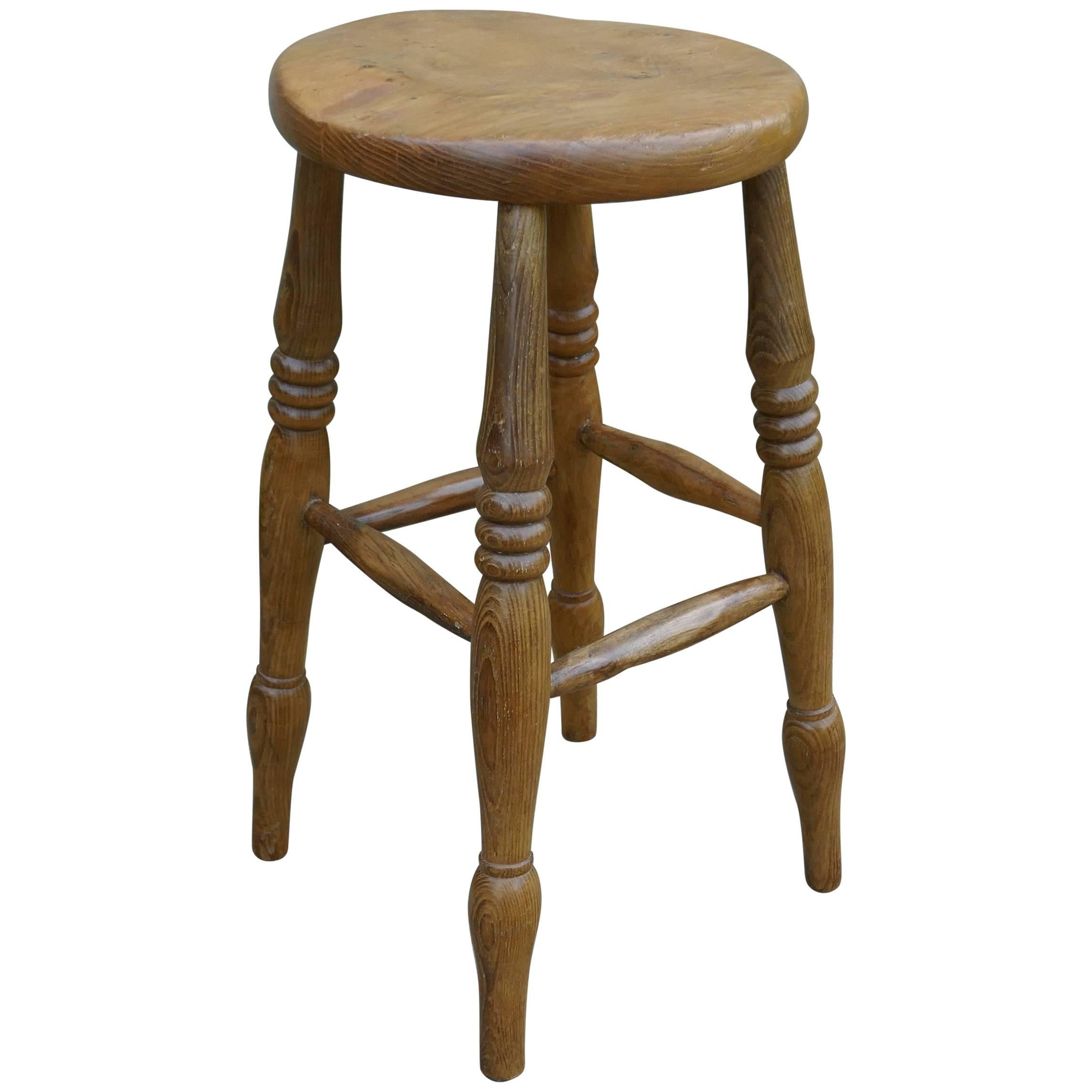 Victorian Ash and Elm Farmhouse Kitchen Stool For Sale