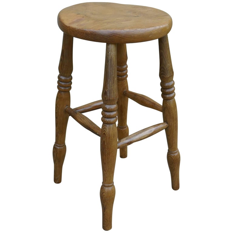 Victorian Ash and Elm Farmhouse Kitchen Stool For Sale at 1stDibs