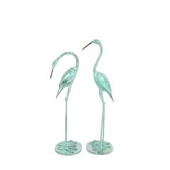 Pair of Bronze Crane Sculptures, 1950