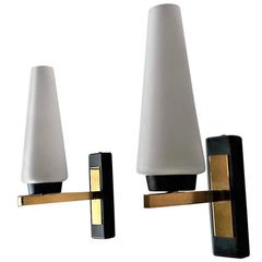 Pair of Refined French Mid-Century Sconces Pierre Guariche Style 4