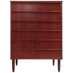 Danish Teak Chest of Drawers Scalloped Handles Midcentury, 1960s
