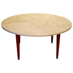 Mid-Century Modern Round Mable Top Coffee Table, Anno 1959