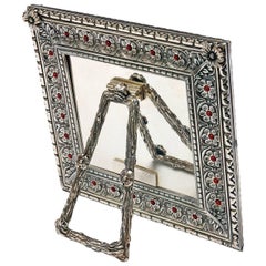 Italian Arts and Crafts  Lost Wax Silver Picture Frame, Harmony Coral