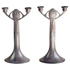 Pair of Jugendstil Candlesticks by Joseph Maria Olbrich, Germany, 1903-1904