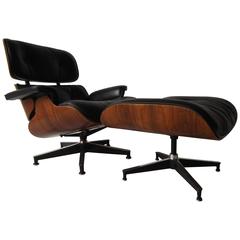 Beautiful Rosewood Grain Original 1960s Charles Eames Lounge Chair and Ottoman
