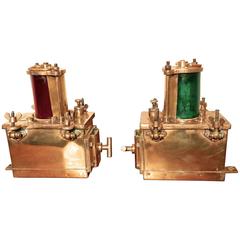 Pair of Mid-Century Brass Port and Starboard Lights
