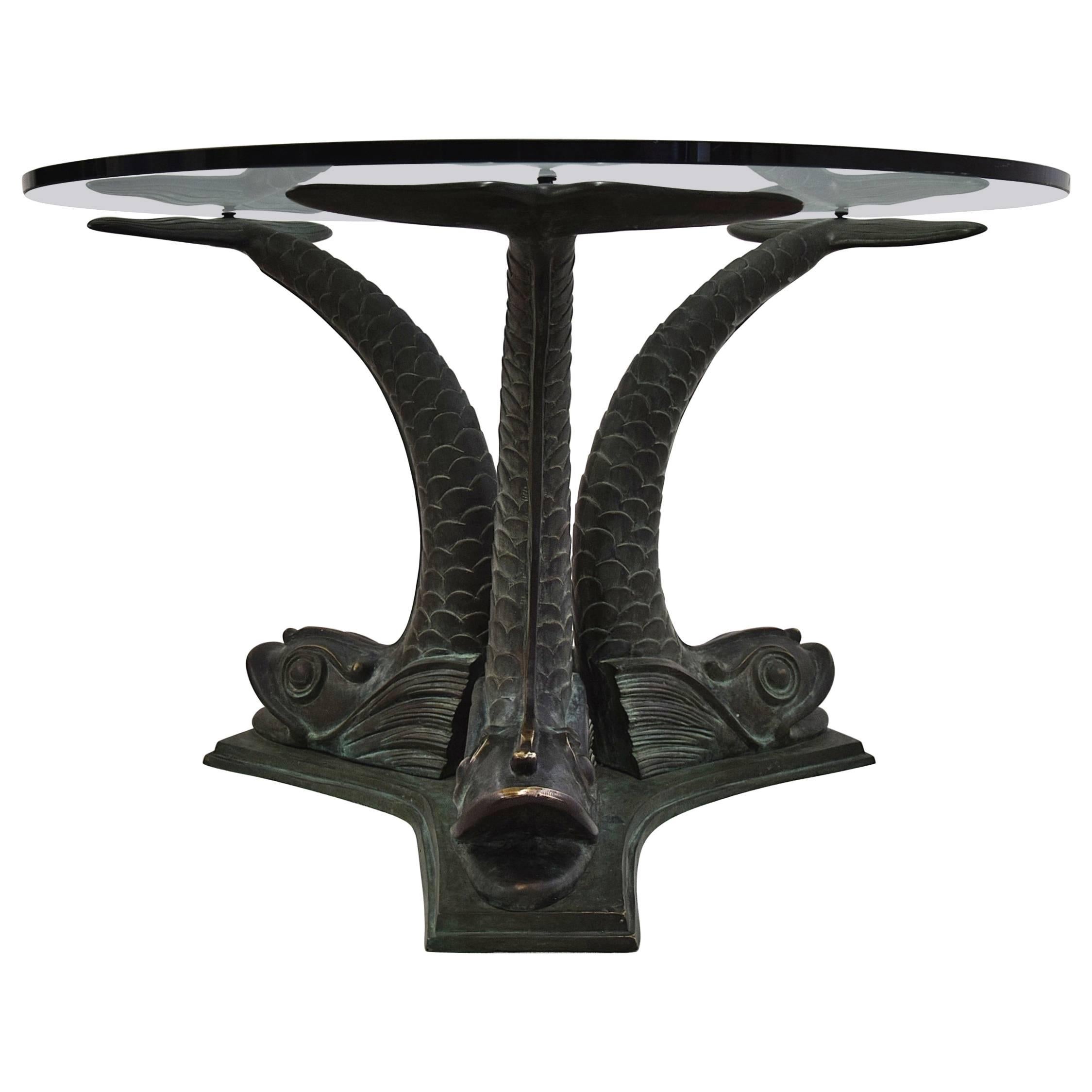 Brass 1960s Koi Fish Dining Table