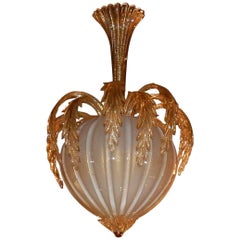 Chandelier Murano Crystal and Gold Inclusion, Pineapple Form by Barovier