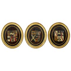 Three British Polychrome Decorated Carved Wood Framed Coats of Arms 9