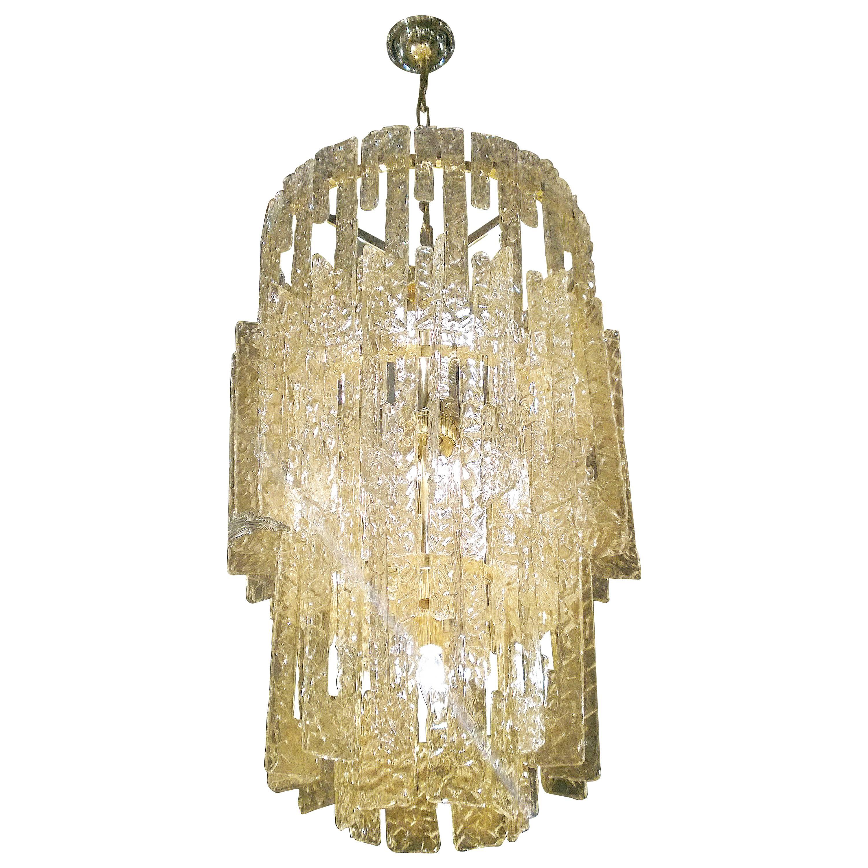 Mid-Century Murano Gold Hook Chandelier Attributed to Mazzega