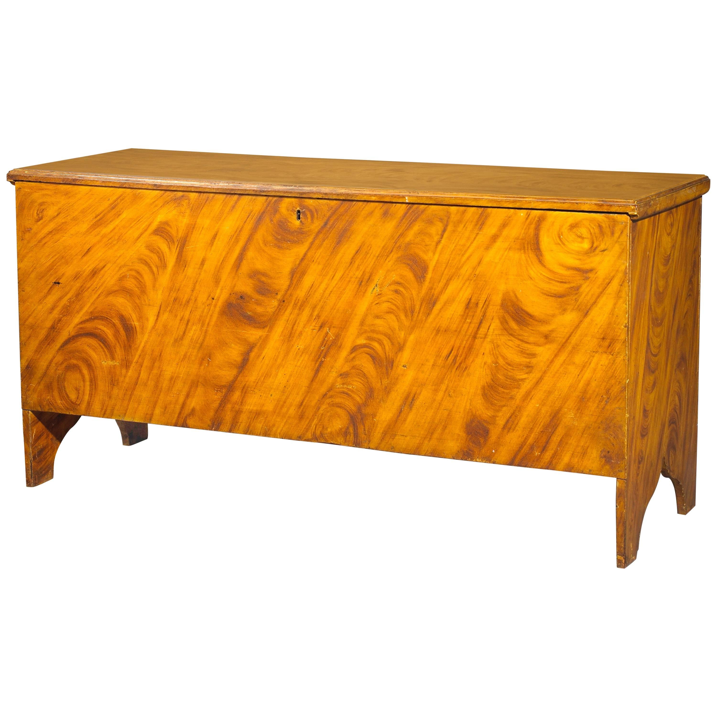 Sienna and Ochre Gain-Painted Six-Board Blanket Chest For Sale