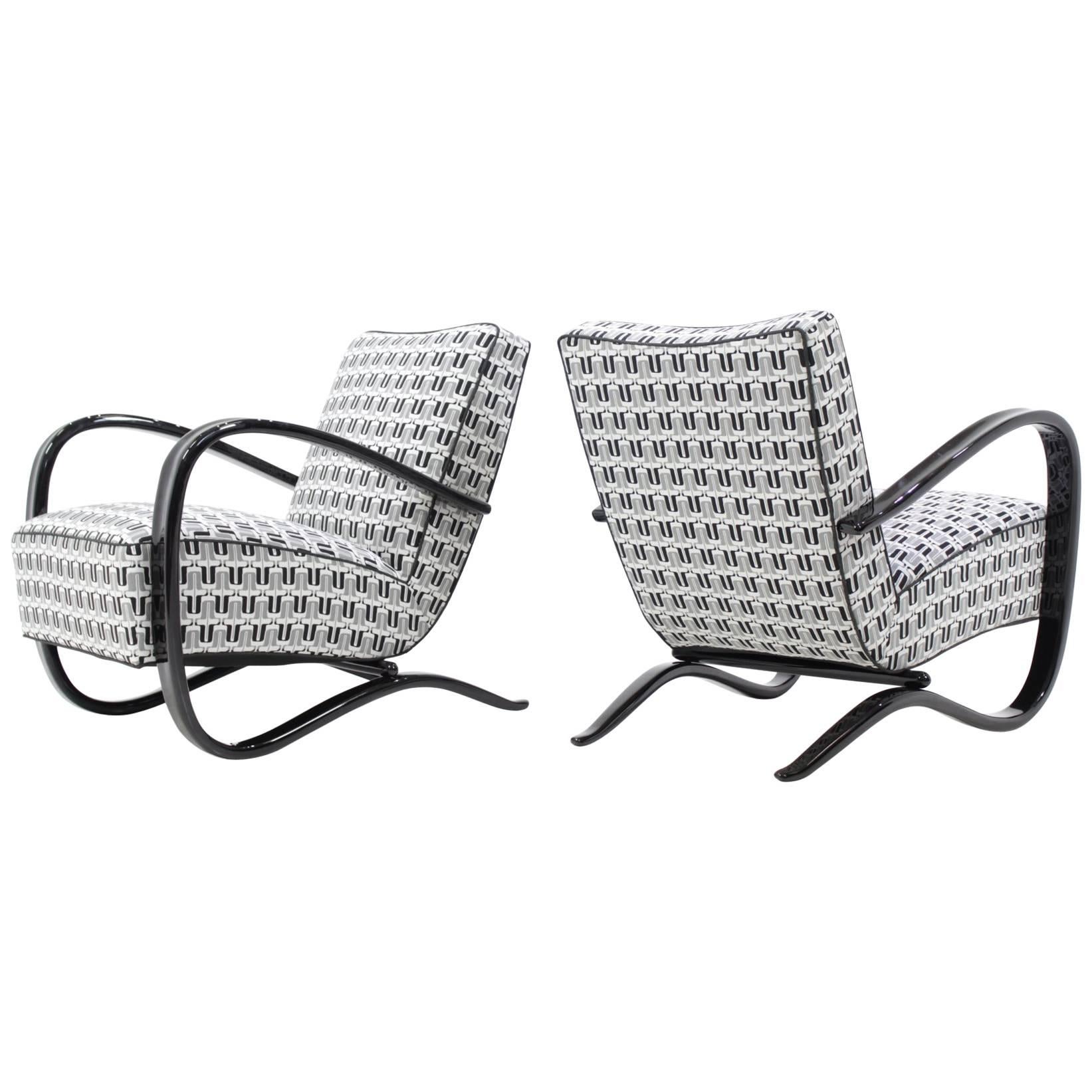 Pair of Iconic H-269 Chairs by Jindrich Halabala, 1933s