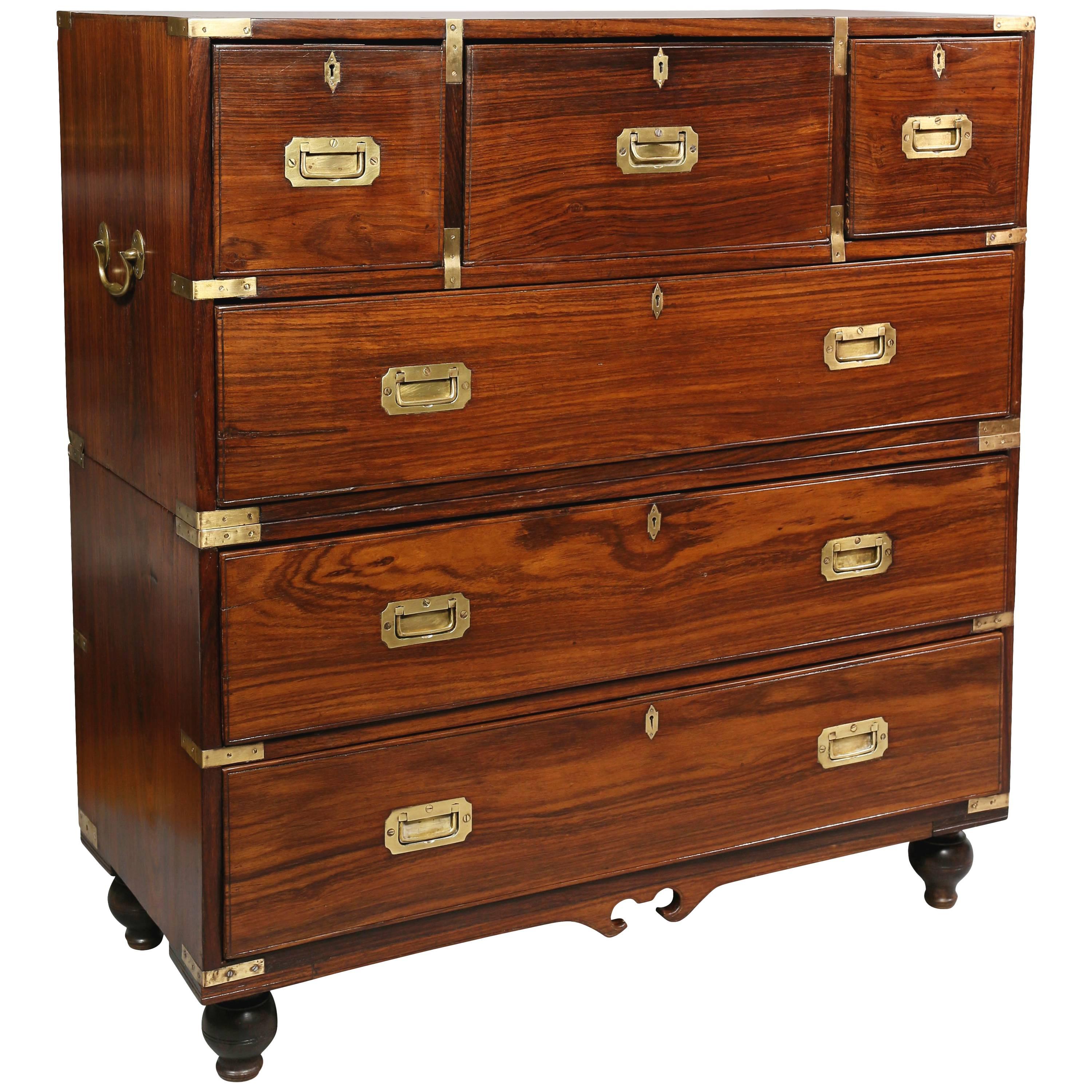 Fine Anglo Indian Rosewood Campaign Chest
