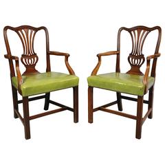Pair of George III Mahogany Armchairs 8