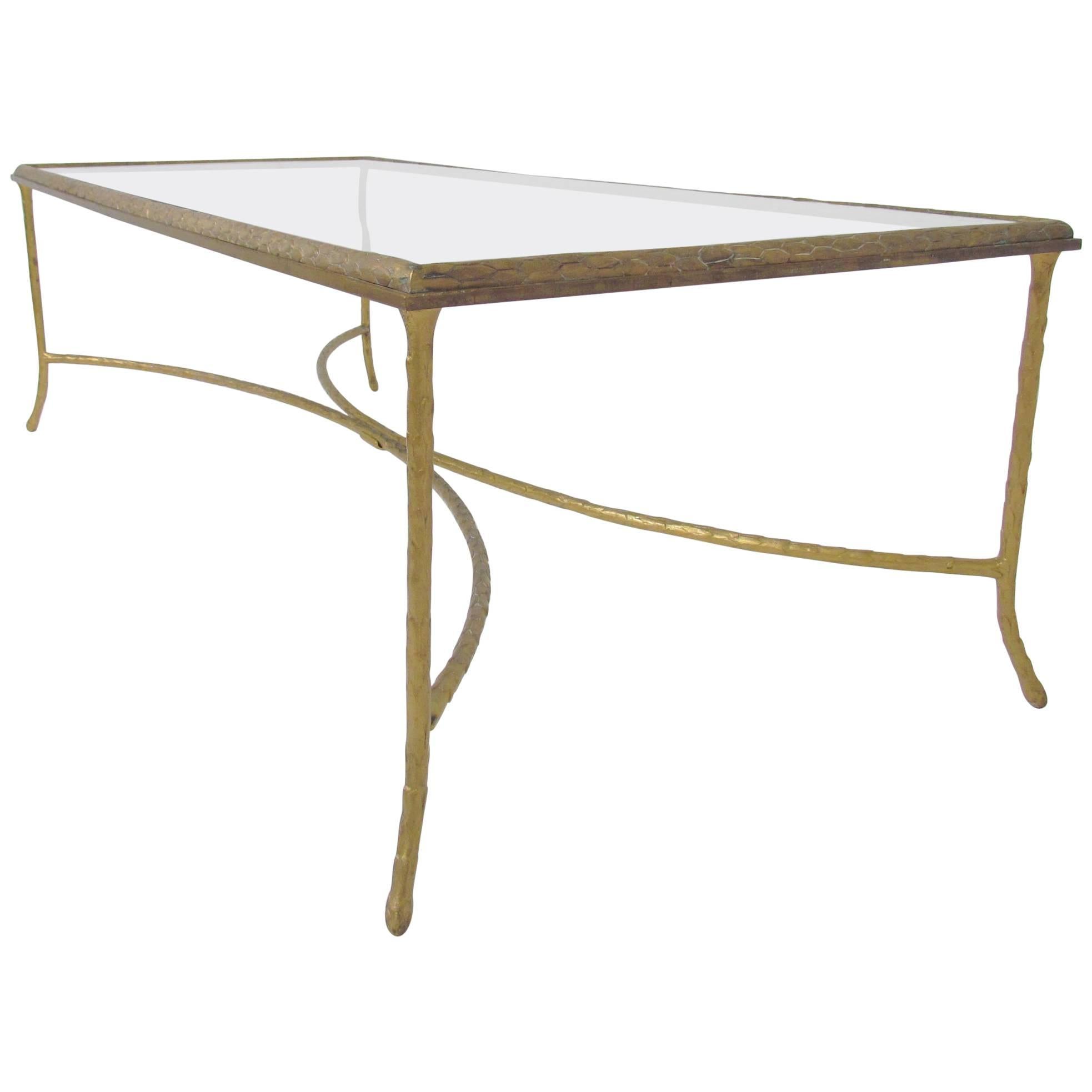 Gilded Bronze Coffee Table Attributed to Maison Bagues, circa 1950s