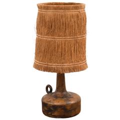 Ceramic Lamp in Organic Glaze by Jacques Blin with Original Shade, 1950s 2