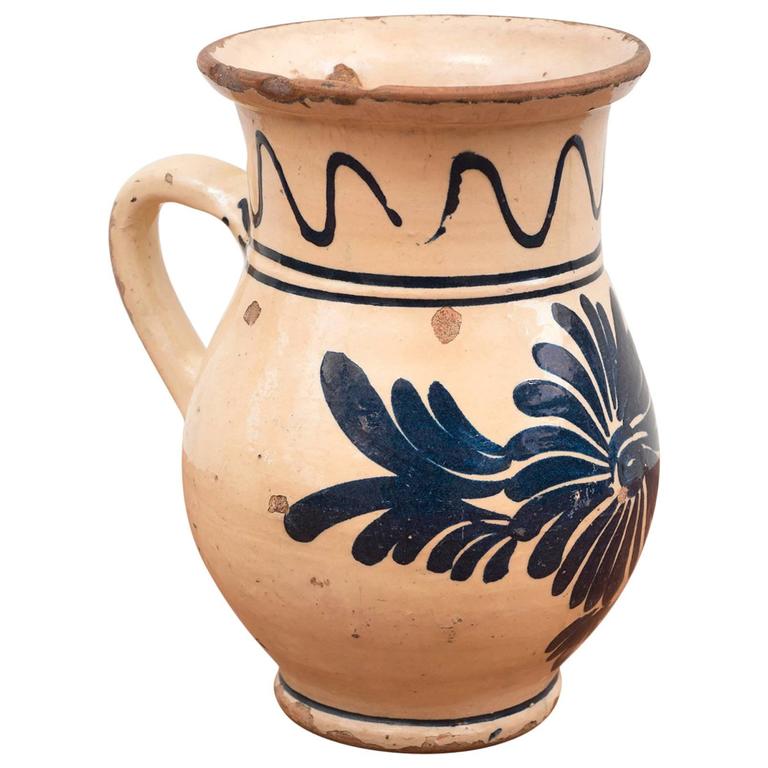 19th Century Spanish Ceramic Glazed Cream Pitcher For Sale at 1stDibs