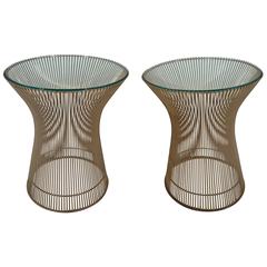 Early Pair of Warren Platner for Knoll Nickel and Glass Side Tables