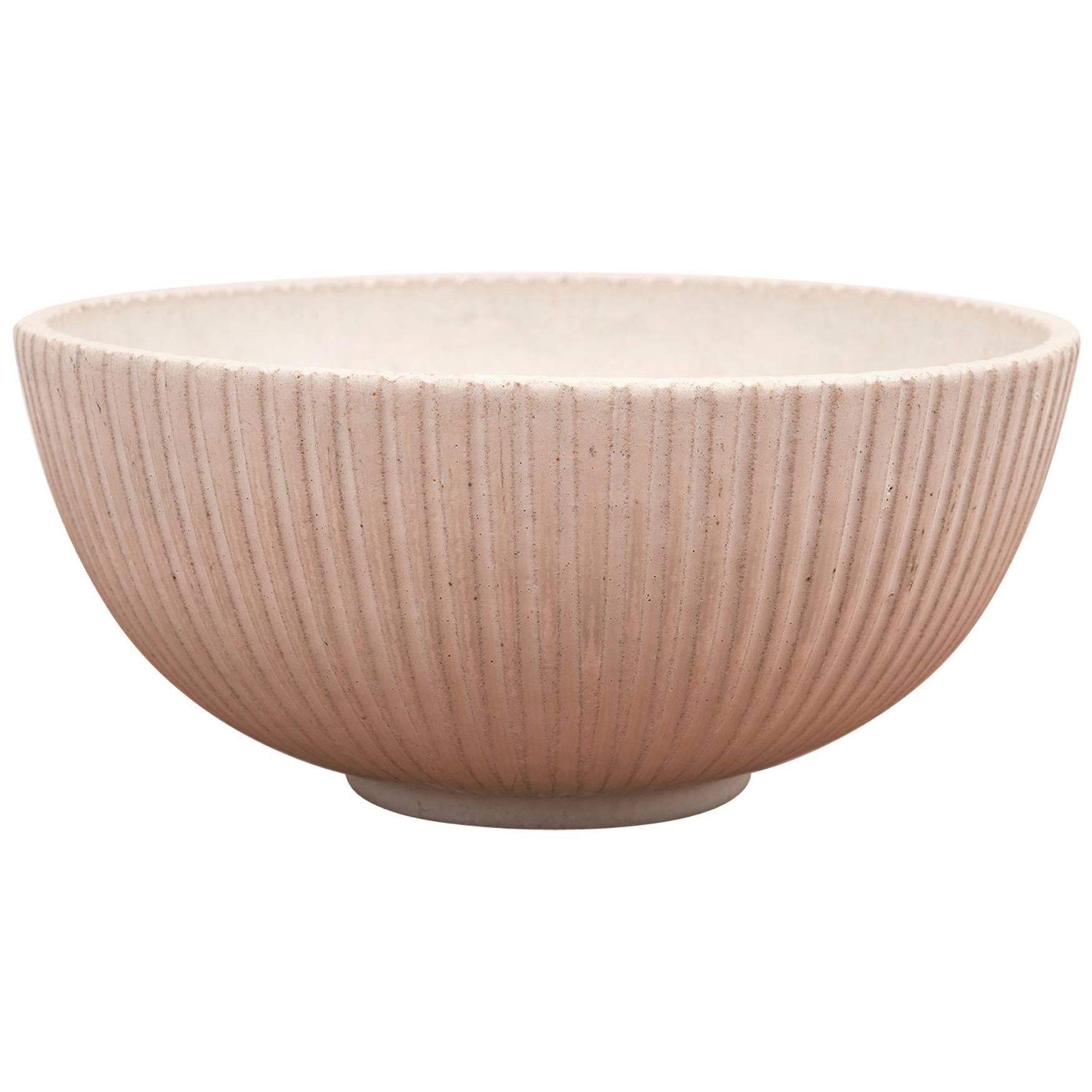 Arne Bang Stoneware Bowl in Bisque Glaze, Denmark, 1950