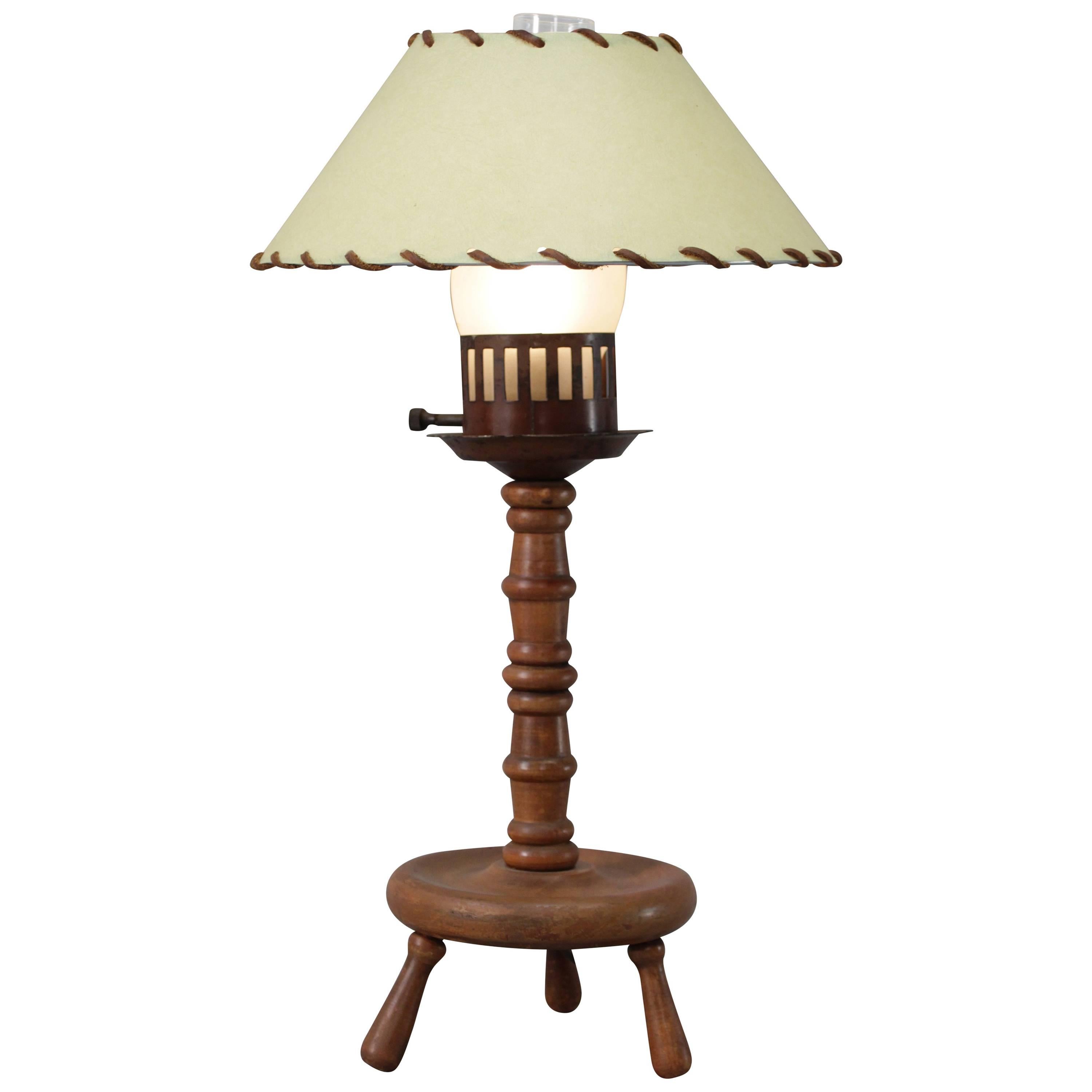 1930s Monterey Period Wood Table Lamp For Sale