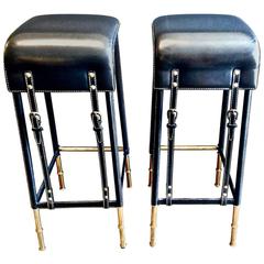 Original Jacques Adnet Tall Stools or Bar Stools