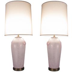 Pair of Vintage Etruscan Glass Lamps by Chapman 11