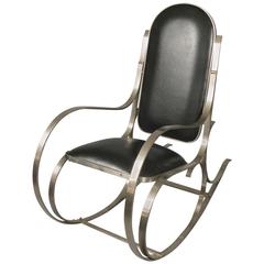 Vintage Italian Brushed Steel Rocking Chair