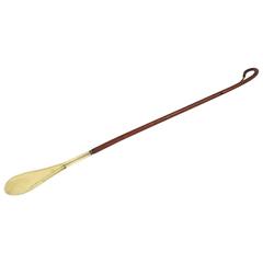 Vintage Shoehorn in Brass and Leather Designed by Carl Aubock