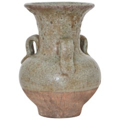 Antique Asian Celadon Crackle Glazed Ceramic Vase