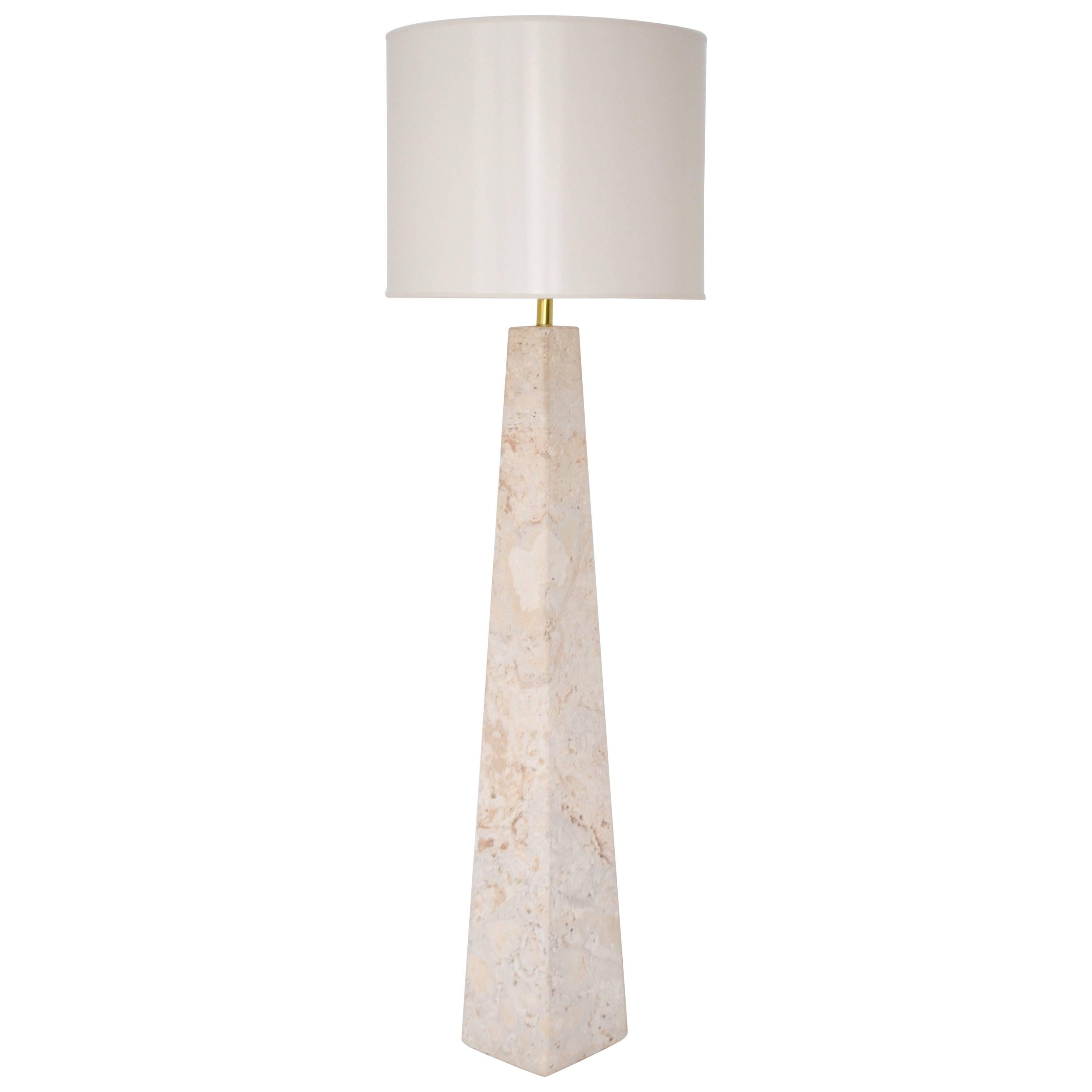 Midcentury Coral Stone Pyramid Form Floor Lamp For Sale