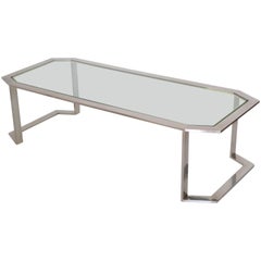 Postmodern Chrome and Brass Coffee Table