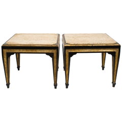 Pair of Travertine Top 1950s Side Tables