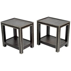 Pair of Dransfield and Ross Faux Crocodile Two-Tier End Tables