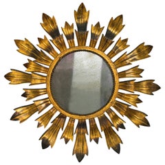 Gilt Metal Sunburst Mirror