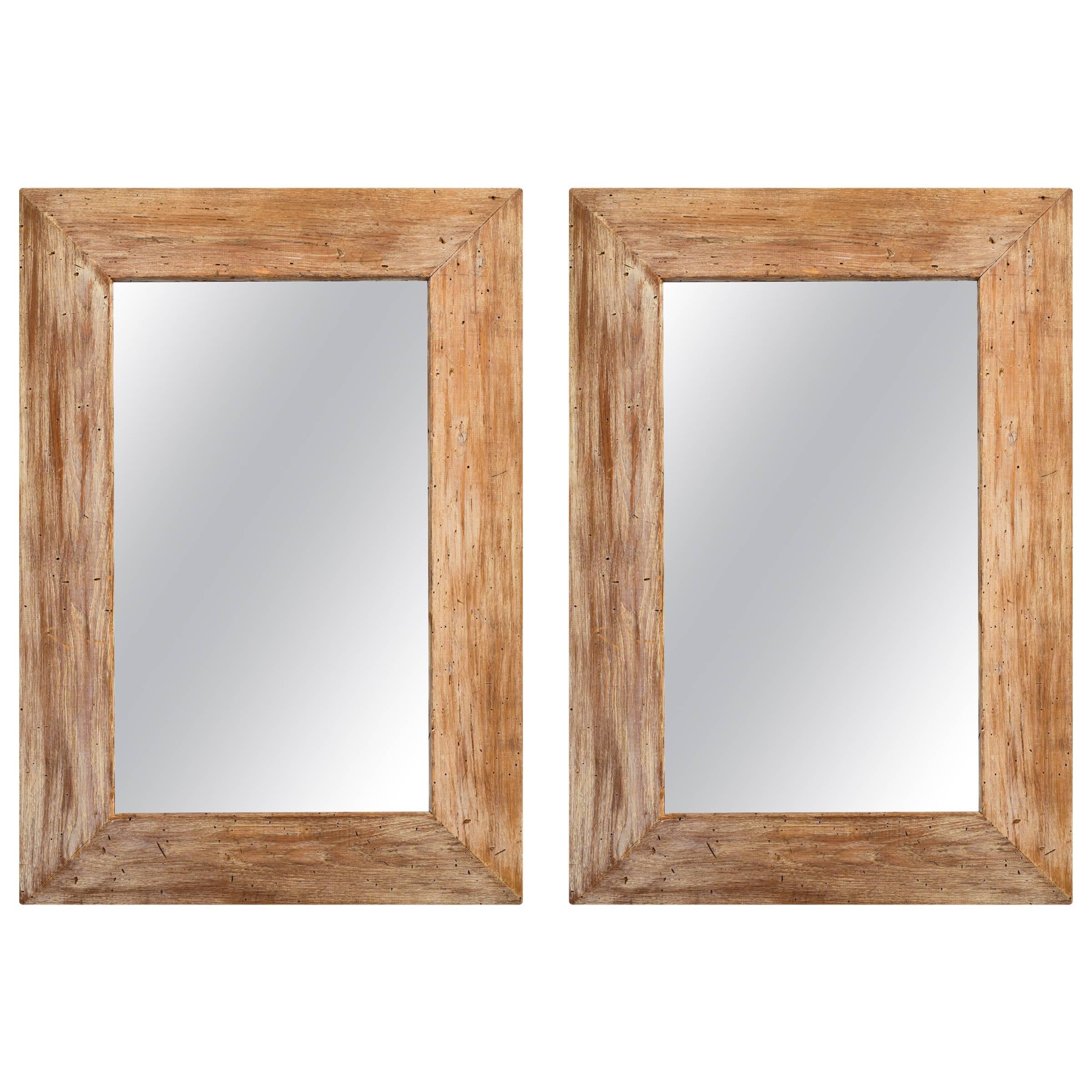 Pair of 1950s Wormwood Framed Mirrors
