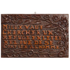 Carved Wood Sign in French