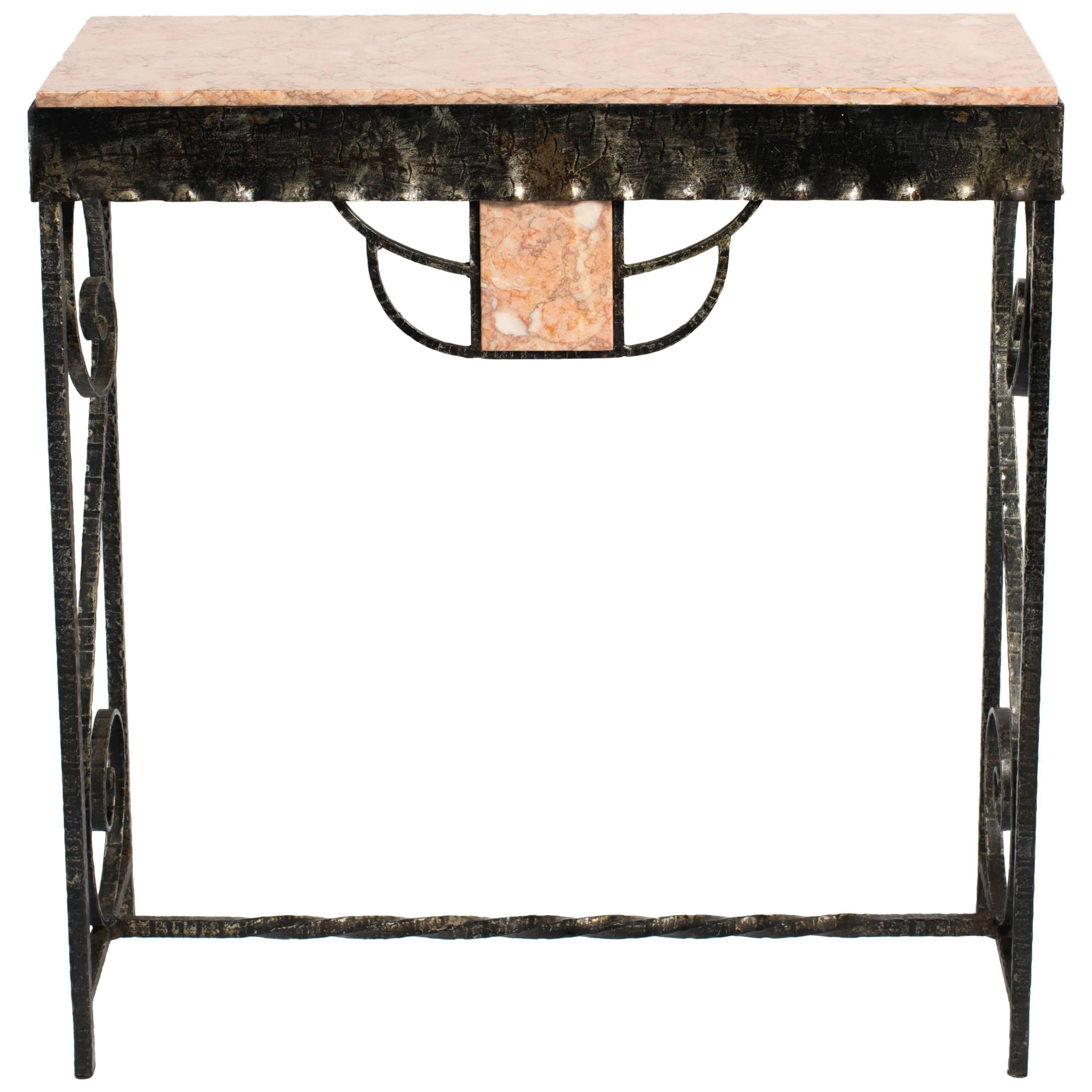 Art Deco Style Iron and Marble Console Table