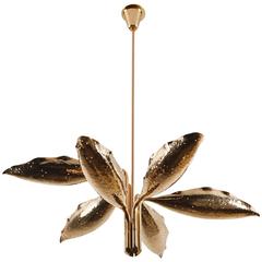 Hand Hammered Brass Six-Arm Chandelier by Angelo Lelli for Arredoluce