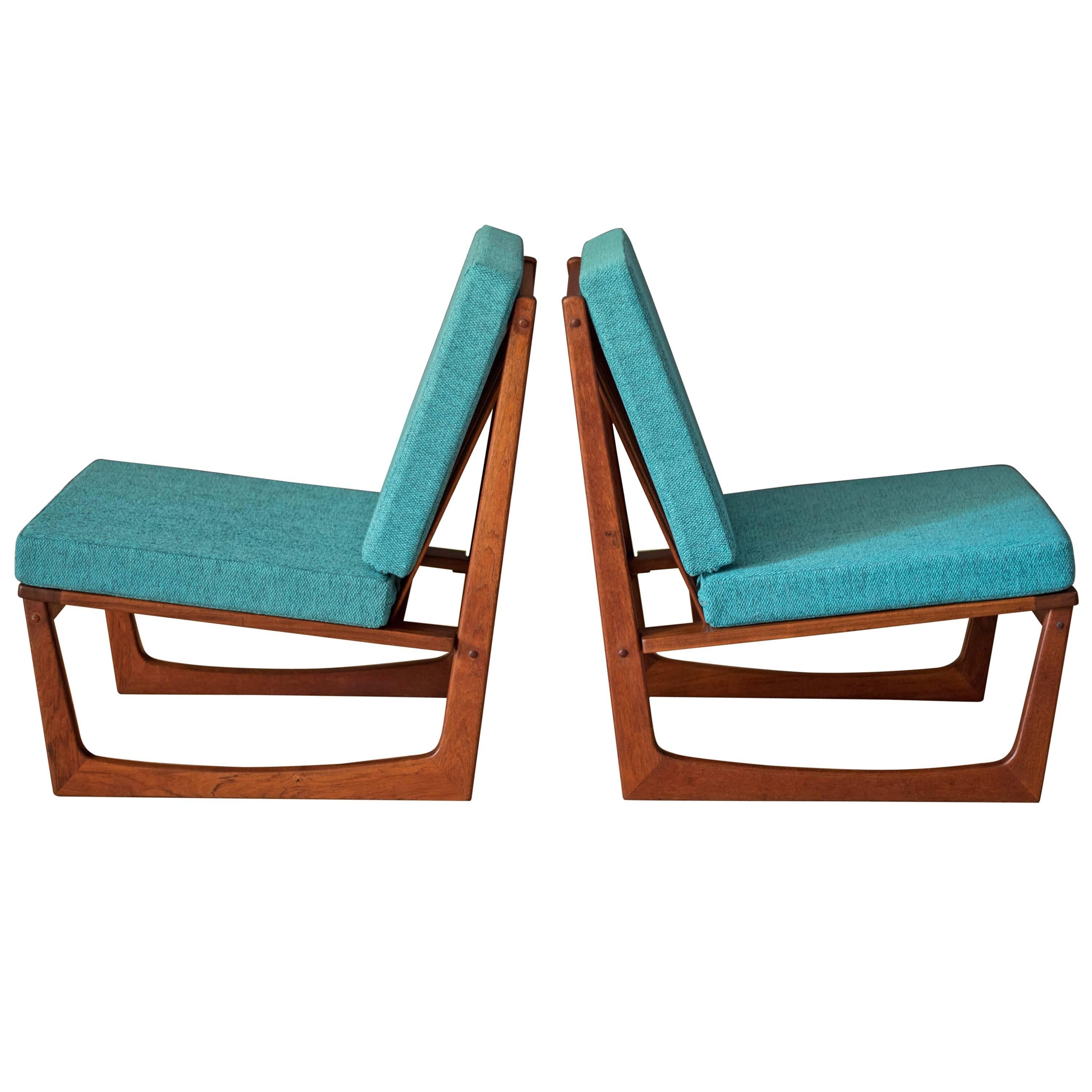 Danish Teak Slipper Lounge Chairs by Jacob Kjaer